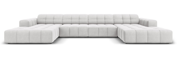 Micadoni Panorama Sofa Jennifer 6-Sitzer Samt Silber