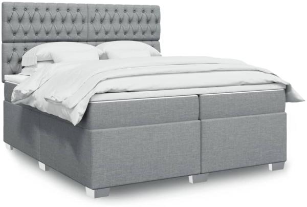 vidaXL Boxspringbett mit Matratze Hellgrau 200x200 cm Stoff 3292902