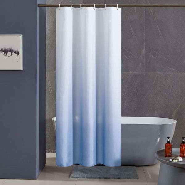 Duschvorhang 100x200cm Anti-schimmel Wasserdicht Stoff Weiß Hellblau