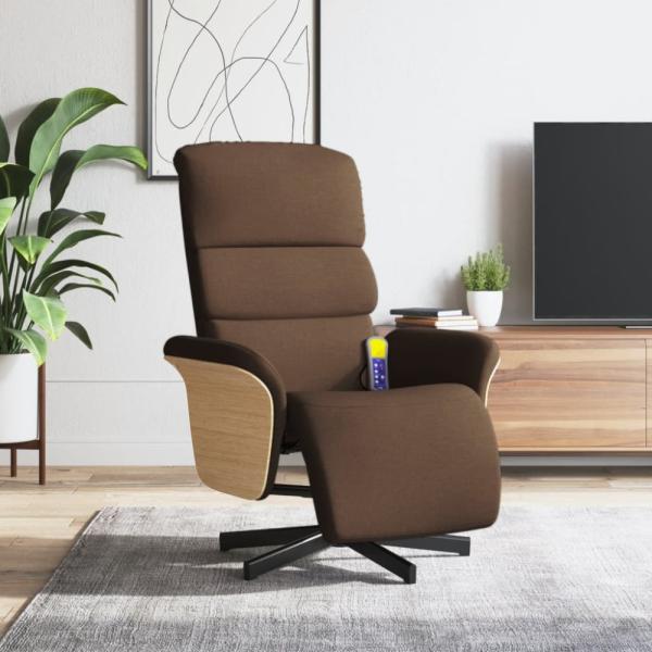 vidaXL Massagesessel mit Fußteil Braun Stoff 356616