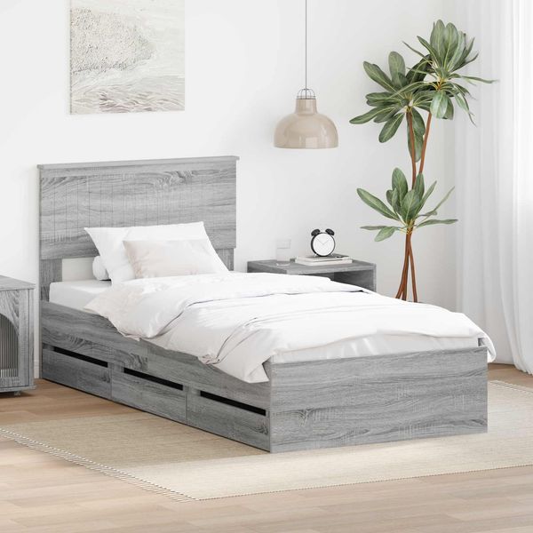 vidaXL Bettrahmen Graues Sonoma Ingenieurs Holz 3410747