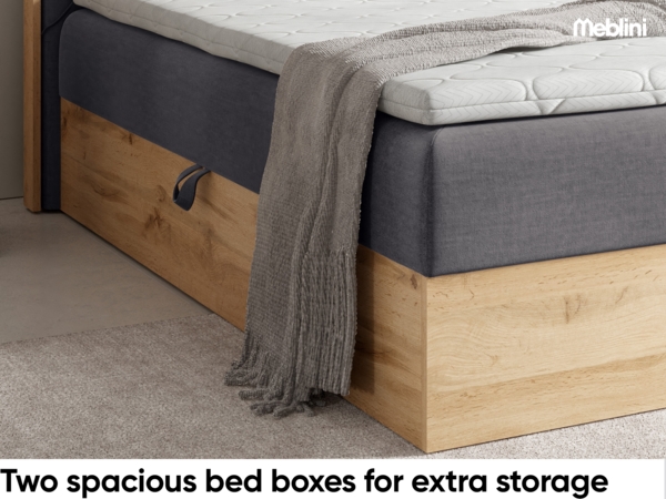 MEBLINI Boxspringbett LOFTY 12 180x200 cm mit Bettkasten – H4/Dunkelgrau Samt Polsterbett - Doppelbett mit Topper & Taschenfederkern-Matratze Bild 5