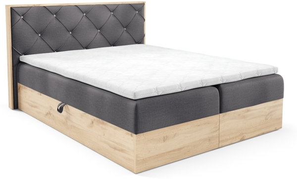 MEBLINI Boxspringbett LOFTY 12 180x200 cm mit Bettkasten – H4/Dunkelgrau Samt Polsterbett - Doppelbett mit Topper & Taschenfederkern-Matratze Bild 2