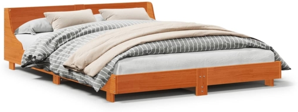 vidaXL Massivholzbett ohne Matratze Wachsbraun 135x190 cm Kiefernholz 850745