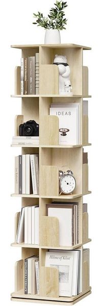 EUGAD Bücherregal, 1-tlg, Bücherschrank mit 5 Ebenen, 360° drehbar, 40x155x40 cm