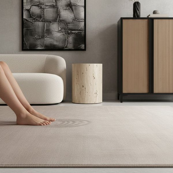 KADIMA DESIGN Teppich LECH Wohnzimmer Waschbar Schlafzimmer Wohnzimmerteppich Esszimmer Uni, Läufer, Höhe: 9 mm, Creme, 60x110 cm, Esszimmerteppich Fußbodenheizung Waschbar