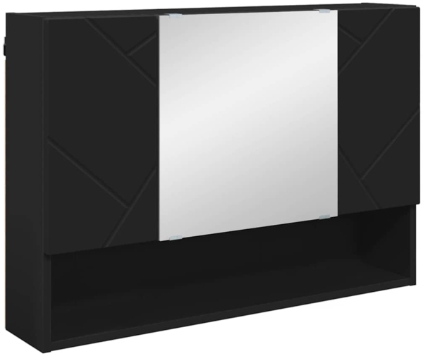 vidaXL Spiegelschrank mit Tür Schwarz 80 x 17 x 55 cm Holzwerkstoff 883355