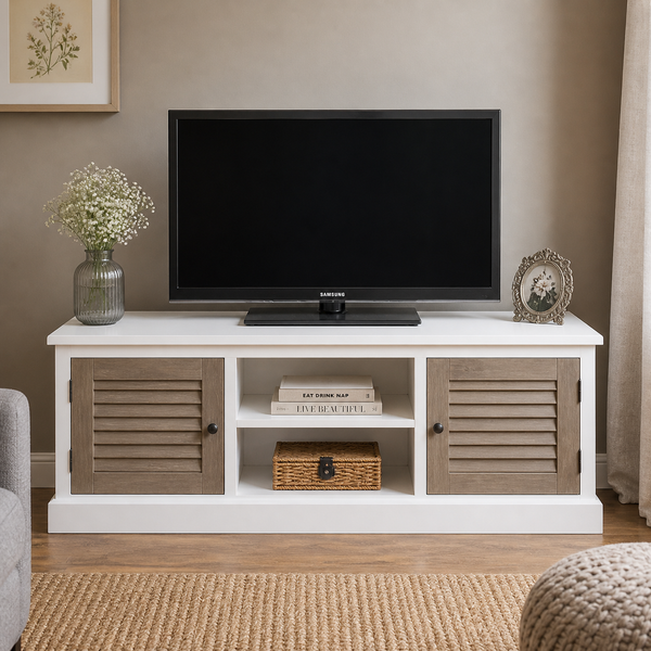 Landhaus TV-Board mit Lamellentüren
