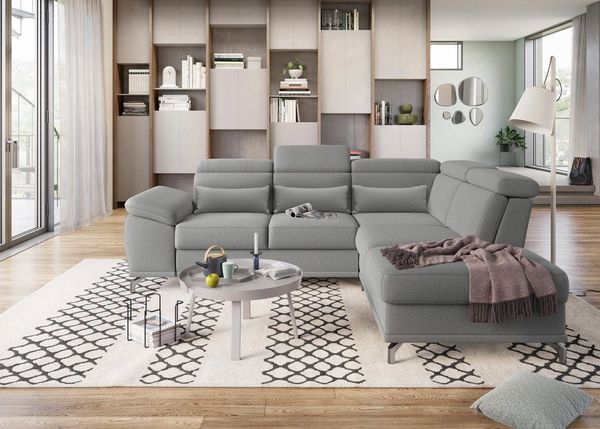 sit&more Ecksofa Cabrio L-Form, mit Sitztiefenverstellung, Arm- und Kopfteilverstellung, 3 Nierenkissen, Federkern, optional Bettfunktion und Stauraum