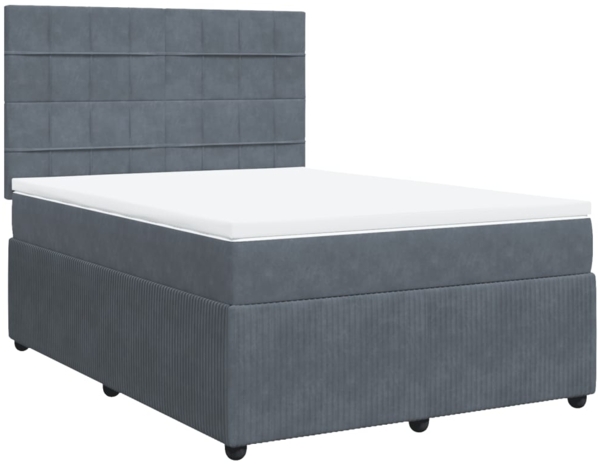 vidaXL Boxspringbett mit Matratze Dunkelgrau 160x200 cm Samt 3292383