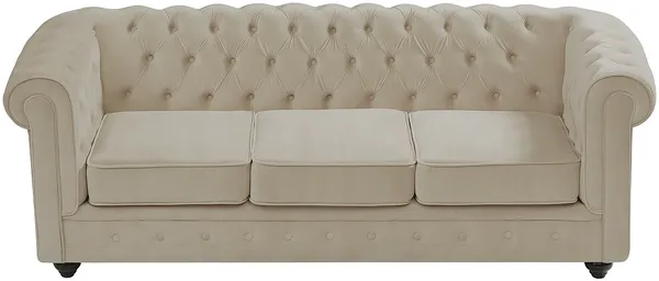 Vente-unique - CHESTERFIELD Sofa SamtStoff Beige - B 88 cm x H 72 cm x L 205 cm