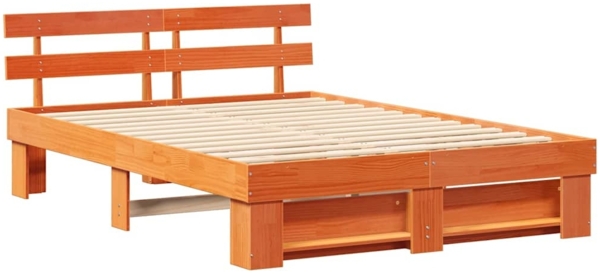vidaXL Bettgestell Wachsbraun 140 x 200 cm Massivholz Kiefer 872484 Bild 1