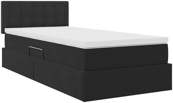 vidaXL LED-Speicherbett mit Matratze Schwarz 90 x 190 cm Samt 3371483 Bild 6