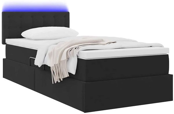 vidaXL LED-Speicherbett mit Matratze Schwarz 90 x 190 cm Samt 3371483 Bild 3