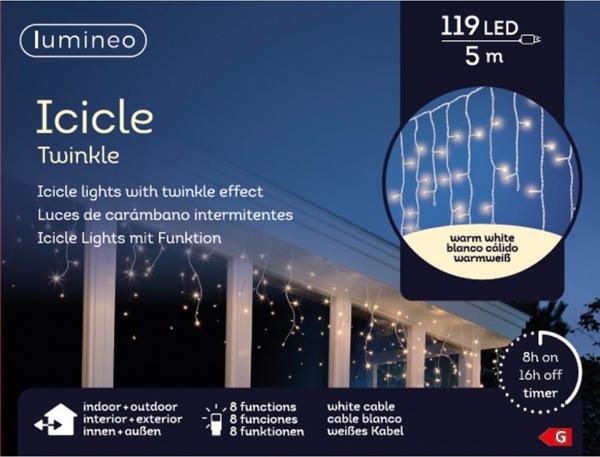 Kaemingk LED Lichtervorhang Icicle Lights 119 Lichter 5 m weiß