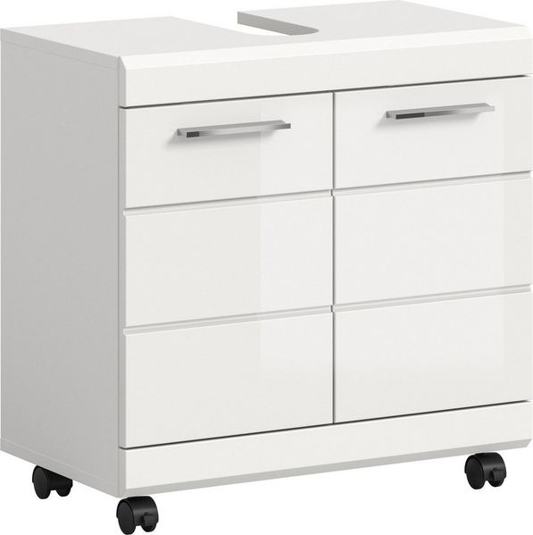welltime Waschbeckenunterschrank SIENA, Breite 60cm, 2 Türen oder 2 Schubkästen, auf Rollen, MDF-Front (TOPSELLER!, mit Siphonausschnitt 10x25 cm) in verschiedenen Farben erhältlich, Badmöbel, Badschrank, Kommode, Bad