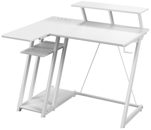 KOMFOTTEU Computertisch, mit Steckdosen & USB-Anschlüssen, 107 x 45 x 93 cm