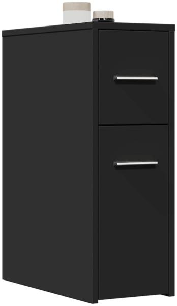 Badschrank Schmal Mit Rollen, Holzwerkstoff Schwarz, 22 x 44 x 61,5 cm