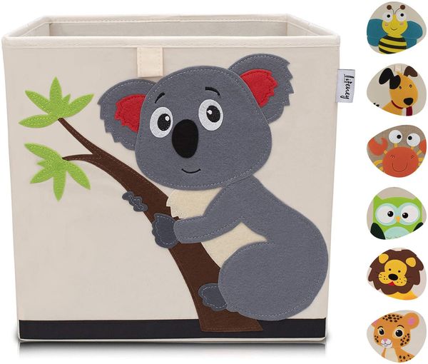 LIFENEY Aufbewahrungsbox Kinder mit Koala Motiv I Spielzeugbox mit Tiermotiv passend für Würfelregale I Ordnungsbox für das Kinderzimmer I Aufbewahrungskorb Kinder
