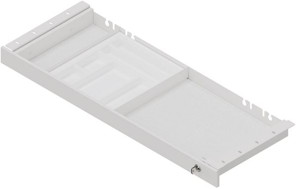bümö Schreibtisch Organizer Schublade abschließbar aus Metall in weiß mit Schloss, Schreibwareneinsatz, Trennstegen & Antirutschmatte - Premium Schreibtisch Zubehör, UCT1-W