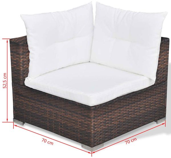 vidaXL 10-tlg. Garten-Lounge-Set mit Auflagen Poly Rattan Braun 41875 Bild 11