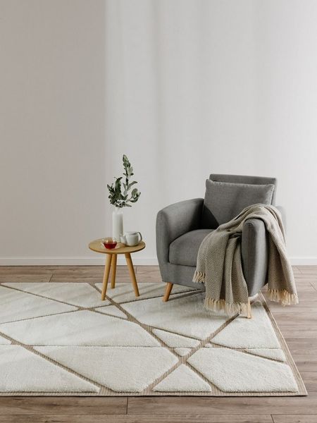 benuta Teppich Elvy, rechteckig, Höhe: 11 mm, Hochflor Teppich Wohnzimmer, Geometrische Muster, Flauschig, Modern