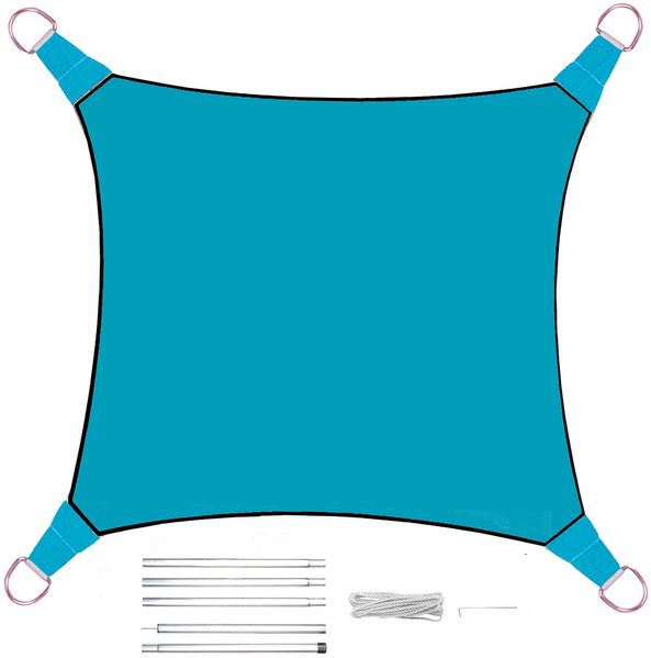 Sonnensegel Quadratisch Blau 5m mit Stangenset für den Garten