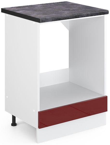 Herdumbauschrank R-Line Rot Hochglanz 60 cm , AP Anthrazit Vicco