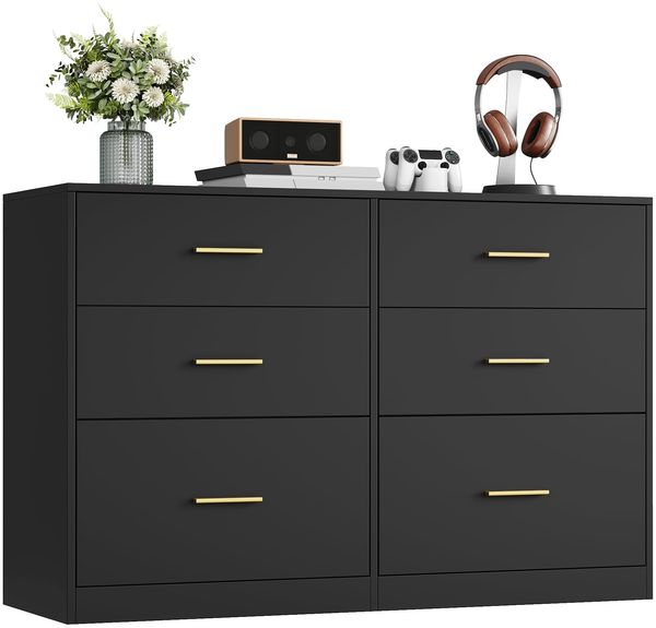 VASAGLE Custos Kollektion - Kommode, Kommodenschrank, modern, Sideboard, Aufbewahrungsschrank, für Wohnzimmer, Schlafzimmer, 6 Schubladen, 40 x 119 x 78 cm, tintenschwarz LTS416BC01