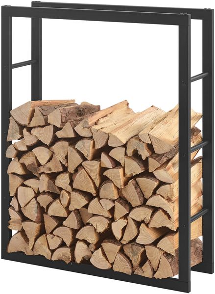 Kaminholzregal Täby Stahl 80x25x100cm Schwarz [en. casa]