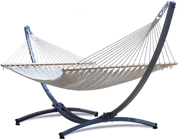 Potenza Barbados Stabhängematte mit Grande Gestell bis 220kg I Hängematte- 210x140, 200kg Ecru