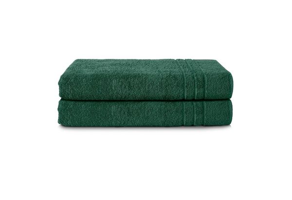 Komfortec 2er Saunatuch Set 80x200 cm aus 100% Baumwolle, XXL-Saunatücher, Sauna Handtuch, Weich, Groß, Frottee, Schnelltrocknend, Dunkelgrün