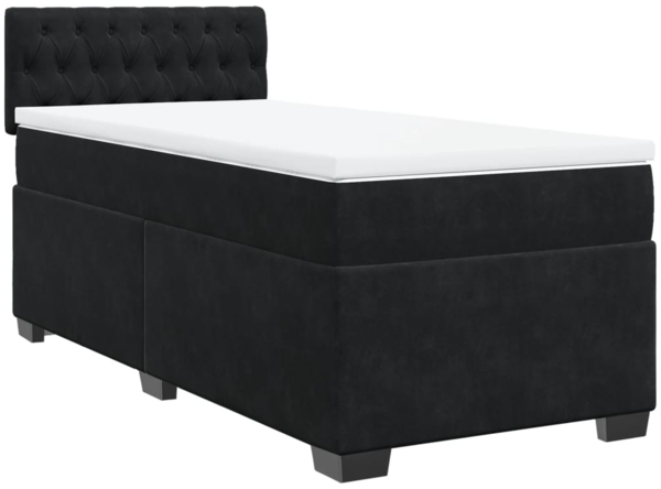 vidaXL Boxspringbett mit Matratze Schwarz 90x200 cm Samt 3286218