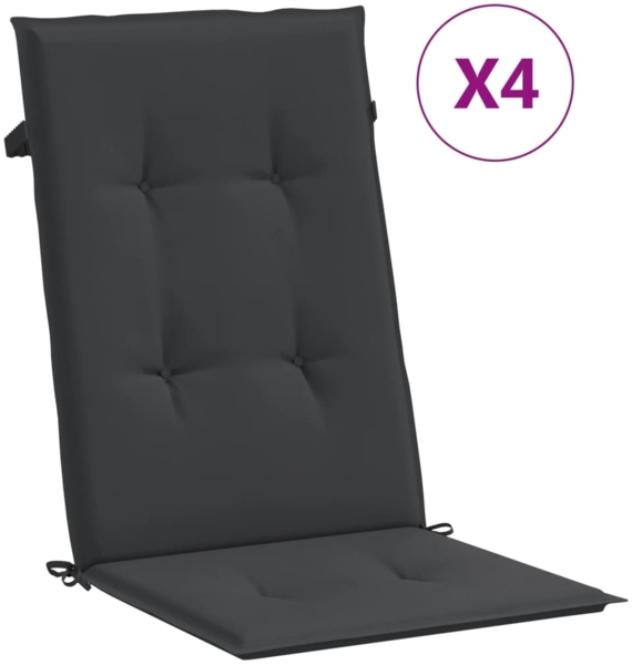 vidaXL Gartenstuhlauflagen für Hochlehner 4 Stk. Schwarz 120x50x3 cm 47539