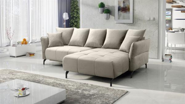 Ecksofa Schlafsofa Sofa SADIE Stoff Element Hellbeige Ottomane Rechts