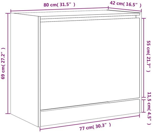 vidaXL Schuhschrank Betongrau 80x42x69 cm Holzwerkstoff 840004 Bild 9