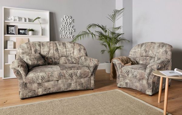 DOMO collection 3-Sitzer Bahia Couch, B/T: 200/92 cm, belastbar bis 140kg/ Sitz, mit Federkern, Microfaser MELROSE®, mocca