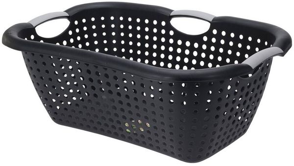 Spetebo Wäschekorb Wäschekorb aus Kunststoff in schwarz - 60x40 cm (Packung, 1 tlg), Tragekorb mit Griffen