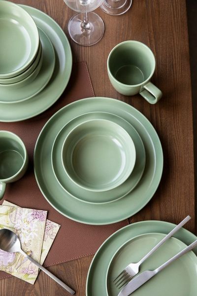 OTTO home Geschirr-Set Tommik, außen matt, innen glänzend (16-tlg), 4 Personen, Steinzeug, spülmaschinenfest und mikrowellengeeignet