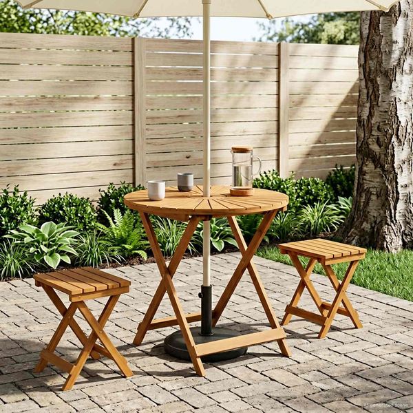 vidaXL Klappbarer Gartentisch Natur Ø70x75 cm Massivholz Akazie 42024979
