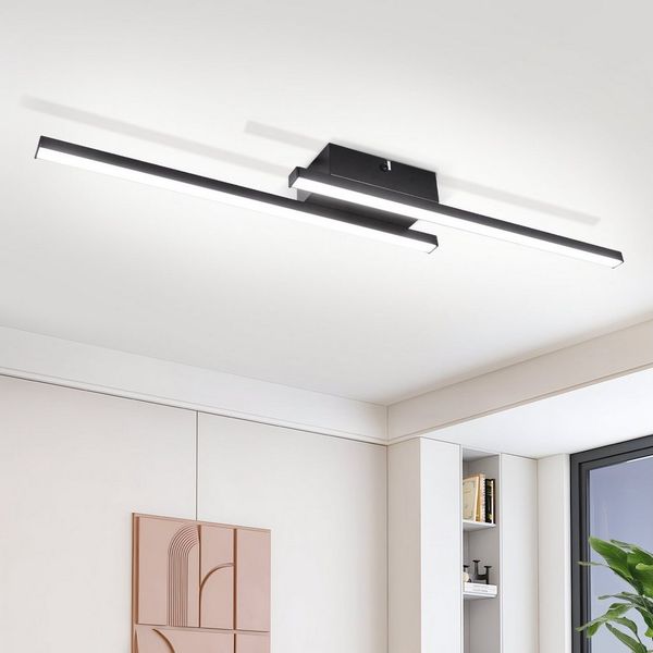 Nettlife LED Deckenleuchte Flur Wohnzimmer Schwarz moderne Kristall Deckenlampe 12/24W, LED fest integriert, Warmweiß, Flur Küche