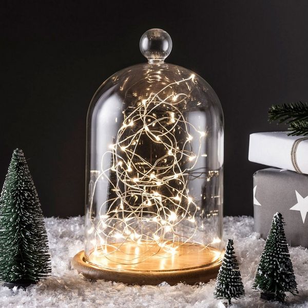 Lights4fun LED-Lichterkette 50er LED Micro Lichterkette warmweiß
