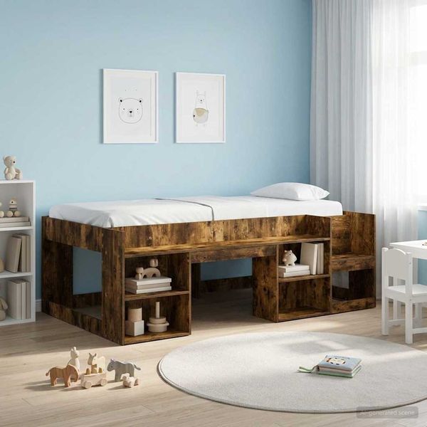 vidaXL Kinderbettgestell mit Stauraum Geräucherte Eiche 98,5x200 cm 3422615