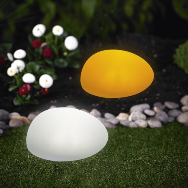 MeLiTec 2er Set Solar Gartenleuchte LK15 Stein ⌀ 24 cm RGB