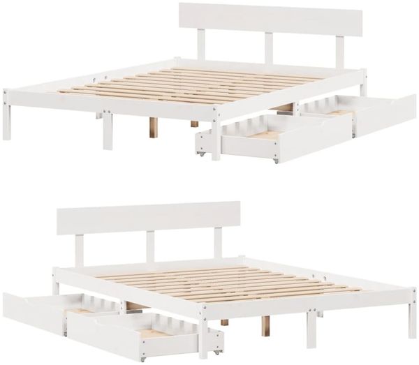 vidaXL Massivholzbett ohne Matratze Weiß 120x190 cm Kiefernholz 3301503 Bild 9