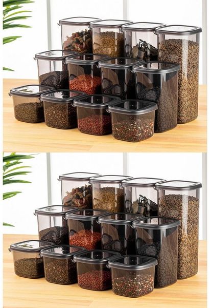 Hermia Concept Vorratsdose 24-teiliges Set, 3 verschiedene Größen, Kunststoff, (Set, 24-tlg, 8x Kleine 550 ml 8x Mittlere 1200 ml 8x Große 1750 ml), Spülmaschinenfest, Mikrowellengeeignet, Stapelbar