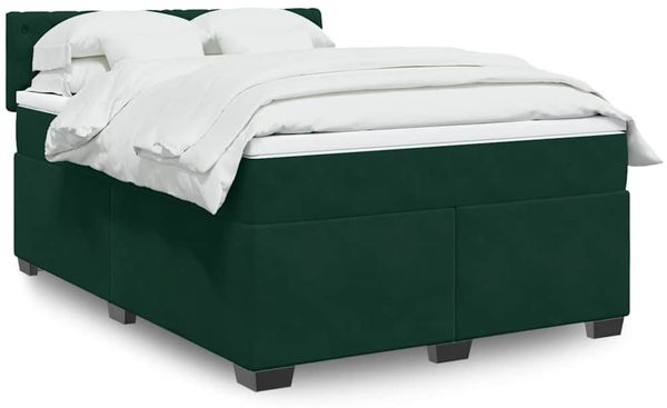 vidaXL Boxspringbett mit Matratze Dunkelgrün 160x200 cm Samt 3286369