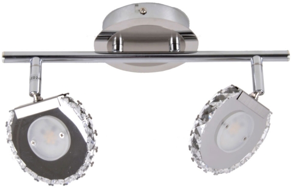 LED Deckenleuchte, Kristallglas Chrom, Spots beweglich, L 21 cm