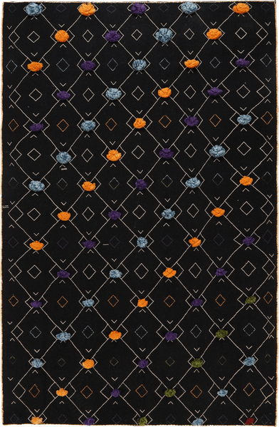 Looma 'Mitra' Kelim Gashgai handgewebt, Schurwolle Schwarz, 136x221 cm