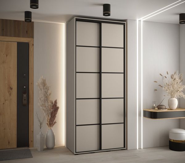 ABIKS MÖBEL Schwebetürenschrank Dakota 4 Schlafzimmerschrank mit Kleiderstange und Regalen